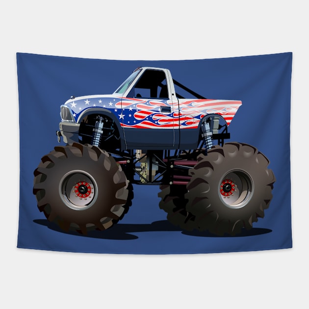 Cartoon monster truck Tapestry by Mechanik