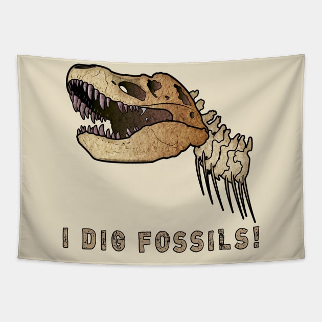 Dinosaurs: I Dig Fossils! Tapestry by PenguinCornerStore