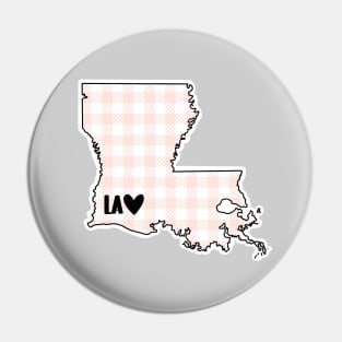 USA States: Louisiana (pink plaid) Pin