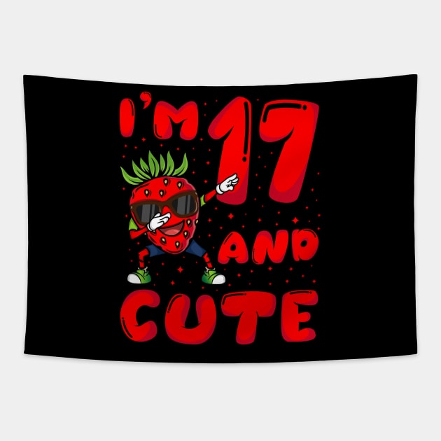 17th Year Old Strawberry Theme Birthday Girl Boy I'm 17 Tapestry by Pizzan