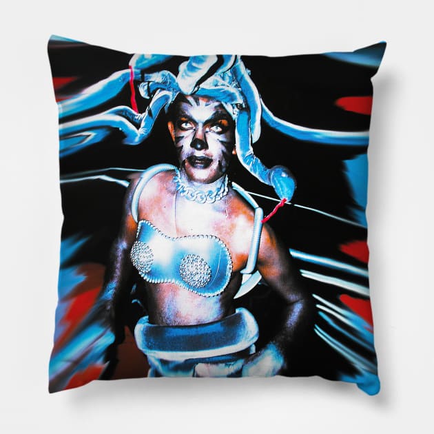 Stylized gorgona medusa LGBT costume in Gay parade Pillow by Marccelus