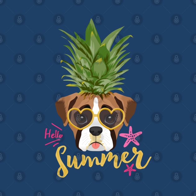 Boxer Dog Pineapple Shirt for Women, Kids, Boys, Teen Girls, Toddler, Funny Boxer Dog by Happy Lime