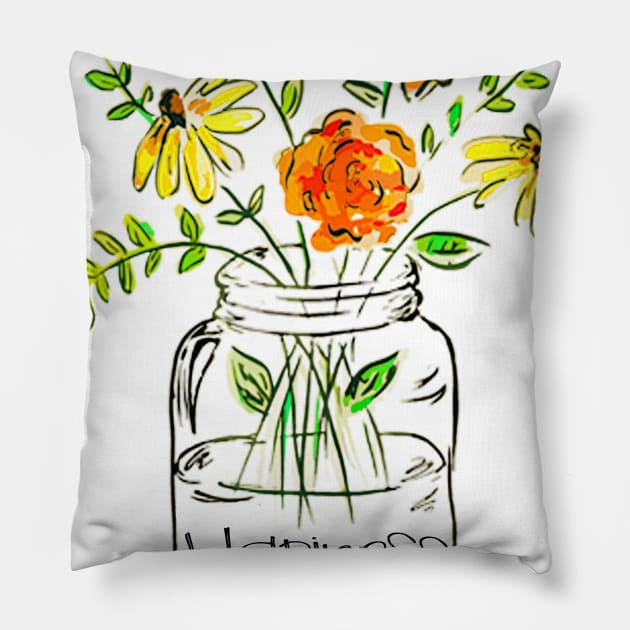 Happiness is being meme floral gift Pillow by DoorTees