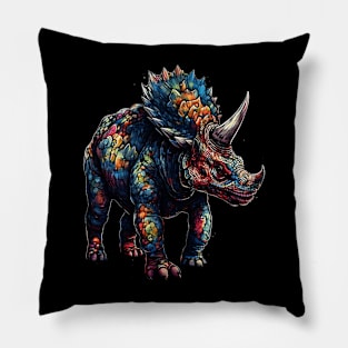 Colorful Horned Dinosaur Pillow