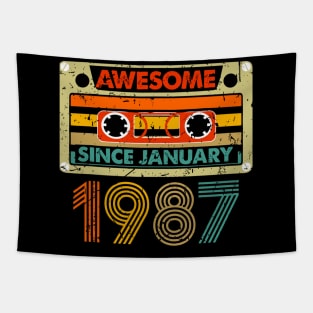 Awesome Since January 1987 37 Years Old 37th Birthday Tapestry