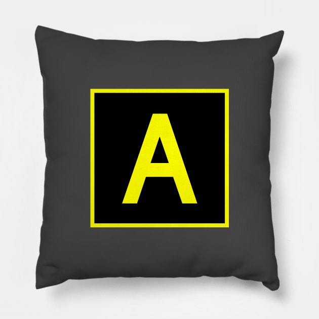 A - Alpha - FAA taxiway sign, phonetic alphabet Pillow by Vidision Avgeek