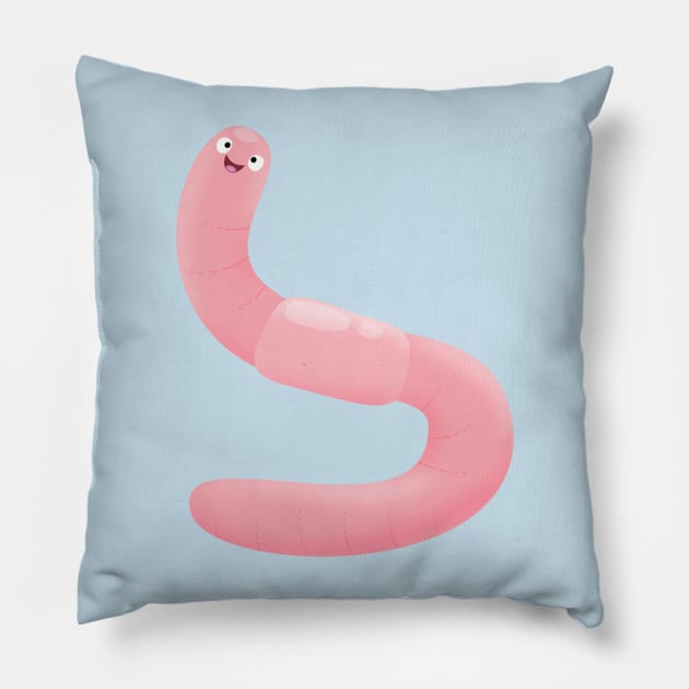 Cute worm farm vermiculture cartoon Pillow by FrogFactory