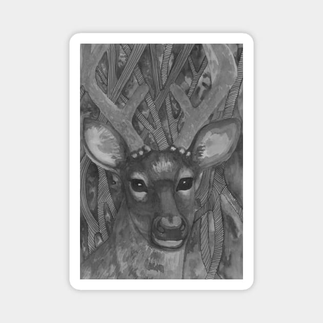 Forest bnw deer Magnet by deadblackpony