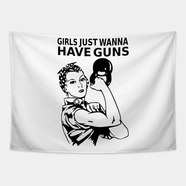 girls just wanna have fun Tapestry by black and white prints