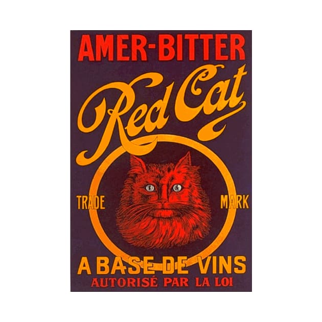 Red Cat Amer-Bitter - Vintage French Advertising Poster by Naves