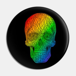 Stained glass rainbow skull Pin