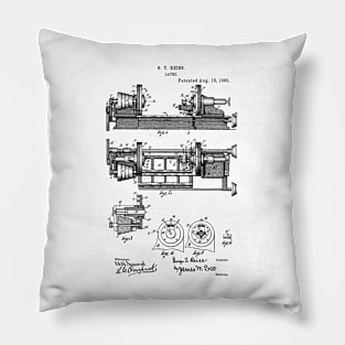 Lathe woodwork Vintage Patent Hand Drawing Funny Novelty Gift Pillow