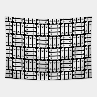 Skateboard Rows Pattern Black and White Tapestry