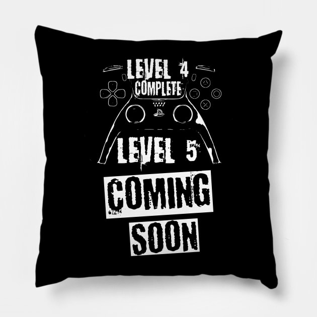 Level 4 Complete, white theme Pillow by Nana On Here