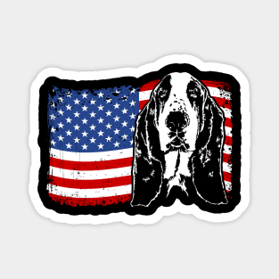 Proud Basset Hound American Flag patriotic dog Magnet