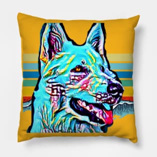 White Shepherd (turquoise artsy) Pillow