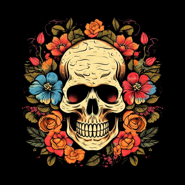 skull and flower by dorapeterx