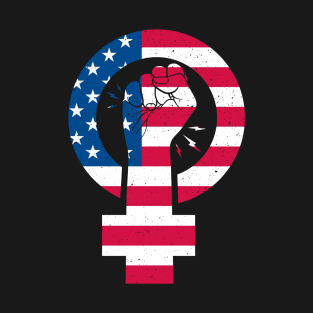 Feminim Symbol Feminist USA Flag Patriot T-Shirt