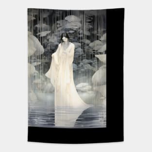 Art Deco Island Elegance - Lady In White Kimono Tapestry