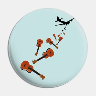 Bomber Plane Dropping Ukuleles Pin