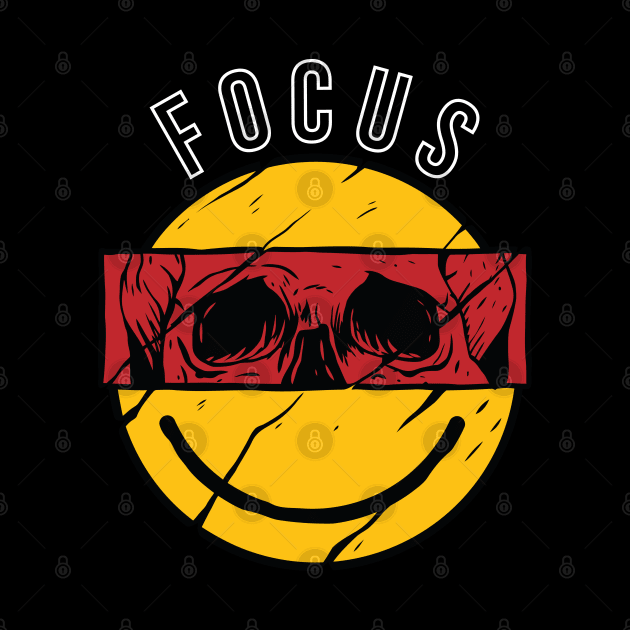 FOCUS smiley rad retro design with skull cut by A Comic Wizard