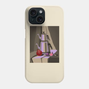 Still life with Turkish teapot and fruits in coffee color Phone Case