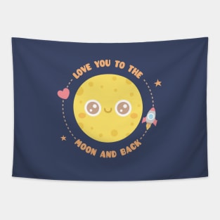 Love You To The Moon And Back, Moon and Rocket Tapestry