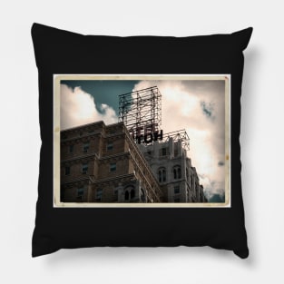 Hotel neon sign in Manhattan, NYC - Kodachrome Postcard Pillow