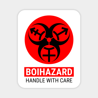 "BOI HAZARD/handle with care" - Label Style - Red Magnet