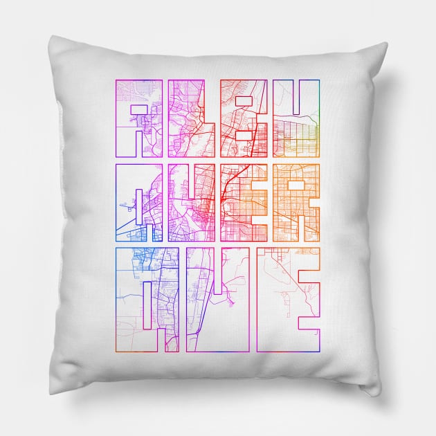 Albuquerque, USA City Map Typography - Colorful Pillow by deMAP Studio