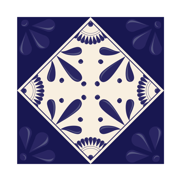 Blue Talavera Tile by Akbaly by Akbaly