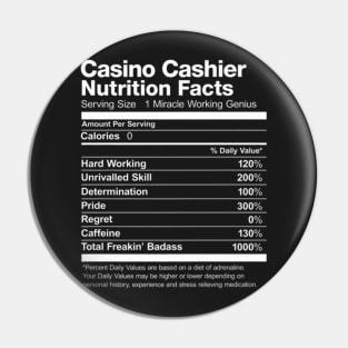 Casino Cashier Nutrition Facts List Funny Pin