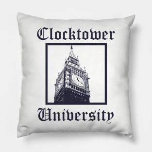 Clocktower University Shirt (Dark text, Classic style) Pillow