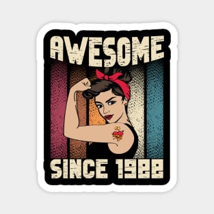 Awesome since 1988,34th Birthday Gift women 34 years old Birthday Magnet