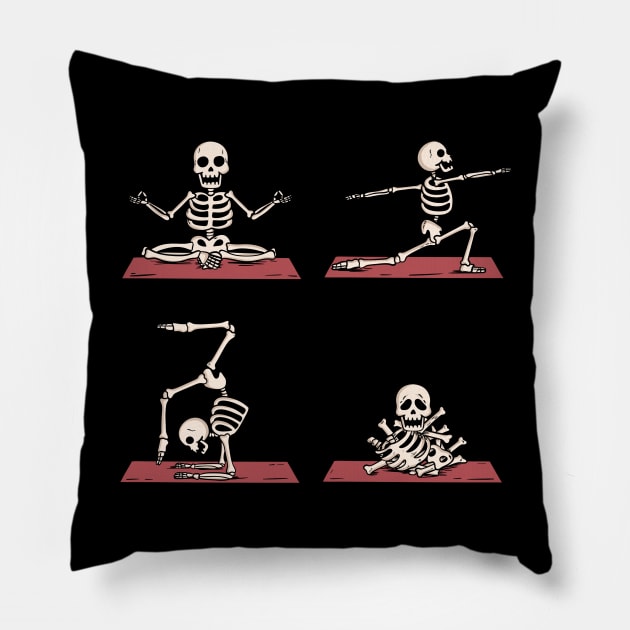 Yoga Skeleton Pillow by coffeeman