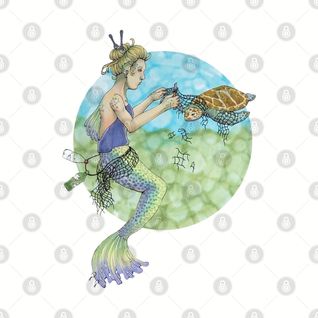 Mermaid and Sea Turtle by MayLinnArt