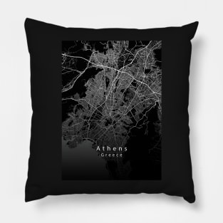 Athens Greece City Map dark Pillow