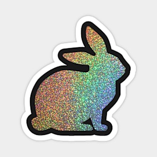 Holographic Rainbow Faux Glitter Easter Bunny Magnet