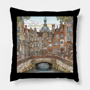 Copenhagen city drawing Pillow