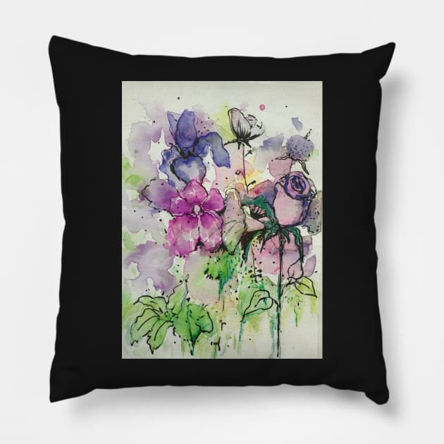 Floral Doodle Dandy Pillow by artdesrapides