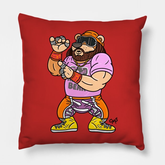 Macho Bear Grizzly Savage! Pillow by carmen_santaferrara_art 