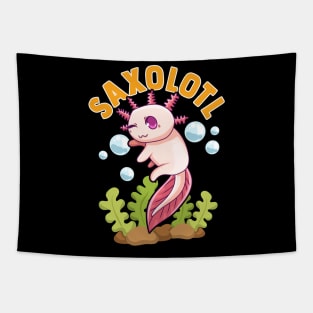 Cute & Funny Saxolotl Adorable Sax Playing Axolotl Tapestry