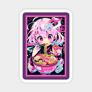 Cute Anime Girl |  Ramen Noodles | Hentaii Chibi Kawaii Design Magnet