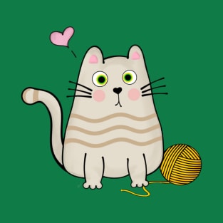 Funny Cat with ball of string T-Shirt