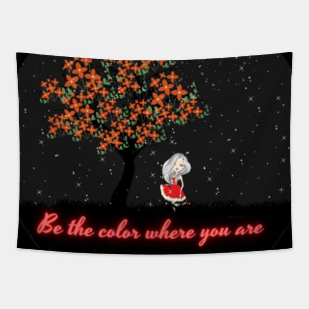 girl in the red dress Tapestry by tubakubrashop