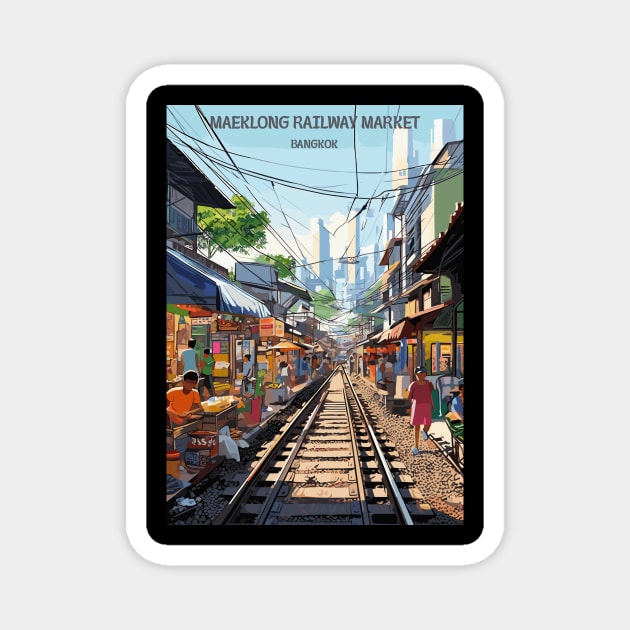 Maeklong Railway Market, Bangkok, Thailand, Travel Print, Travel Wall Art, Home Décor, Gift Art Magnet by TripleTravelArt