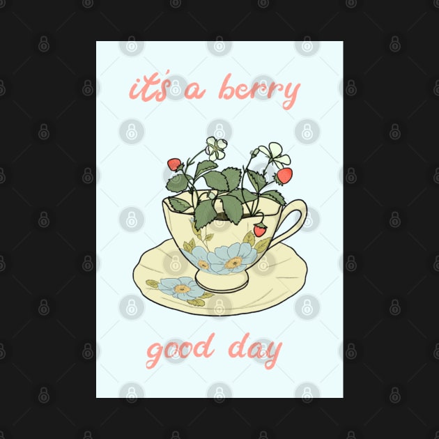 Cottagecore &amp;amp;amp;quot;its a berry good day&amp;amp;amp;quot; strawberry teacup by JuneNostalgia
