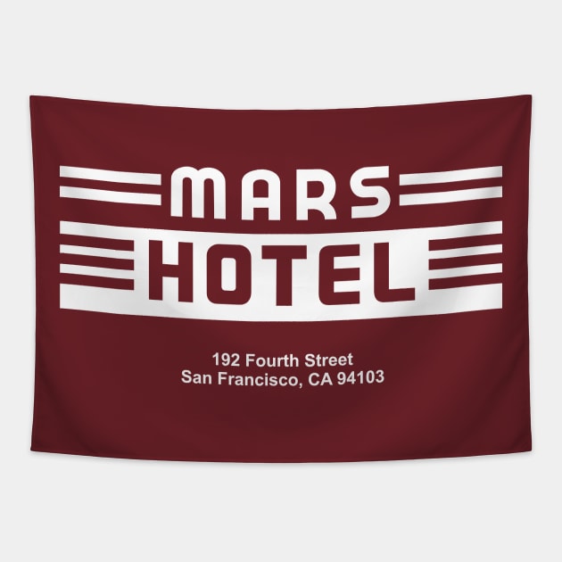 Mars Hotel (white) Tapestry by Joada