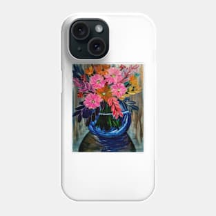 A beautiful bouquet flowers in a glass and gold vase . Phone Case