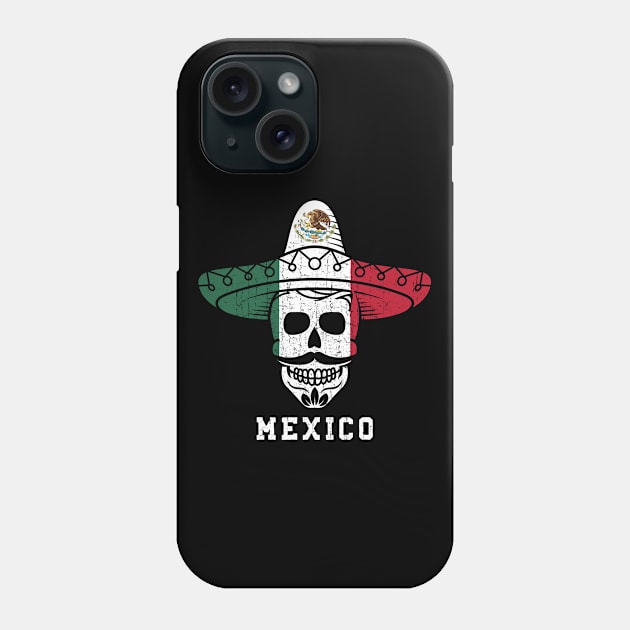 Mexico Flag Skull - Mexican Sombrero Hat Phone Case by mstory